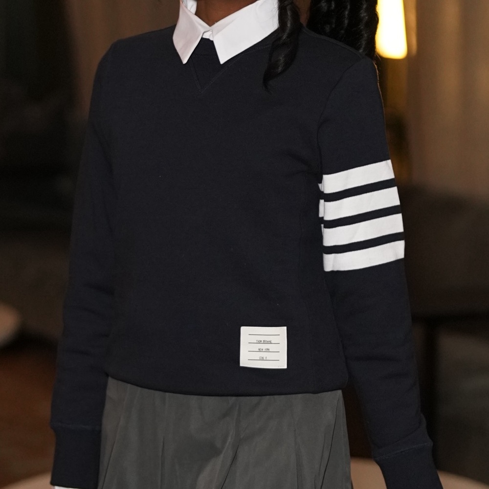 Thom Browne Dark Blue Sweater with White Accents - Picture 2 of 2